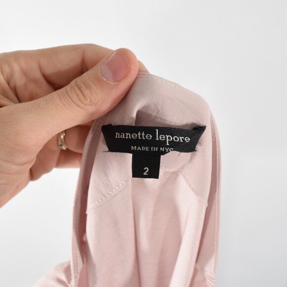 Nanette Lepore Baby Pink Off-the-Shoulder Bell Sleeve Blouse - Picture 2 of 7